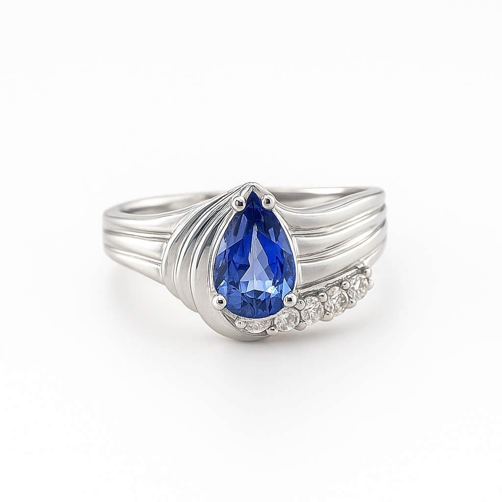 Tanzanite Pear-Cut White Gold Ring