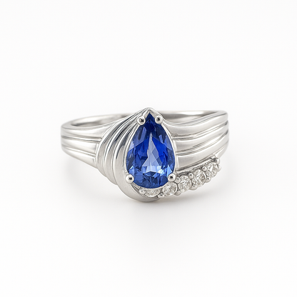 Tanzanite Pear-Cut White Gold Ring