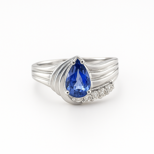 Tanzanite Pear-Cut White Gold Ring