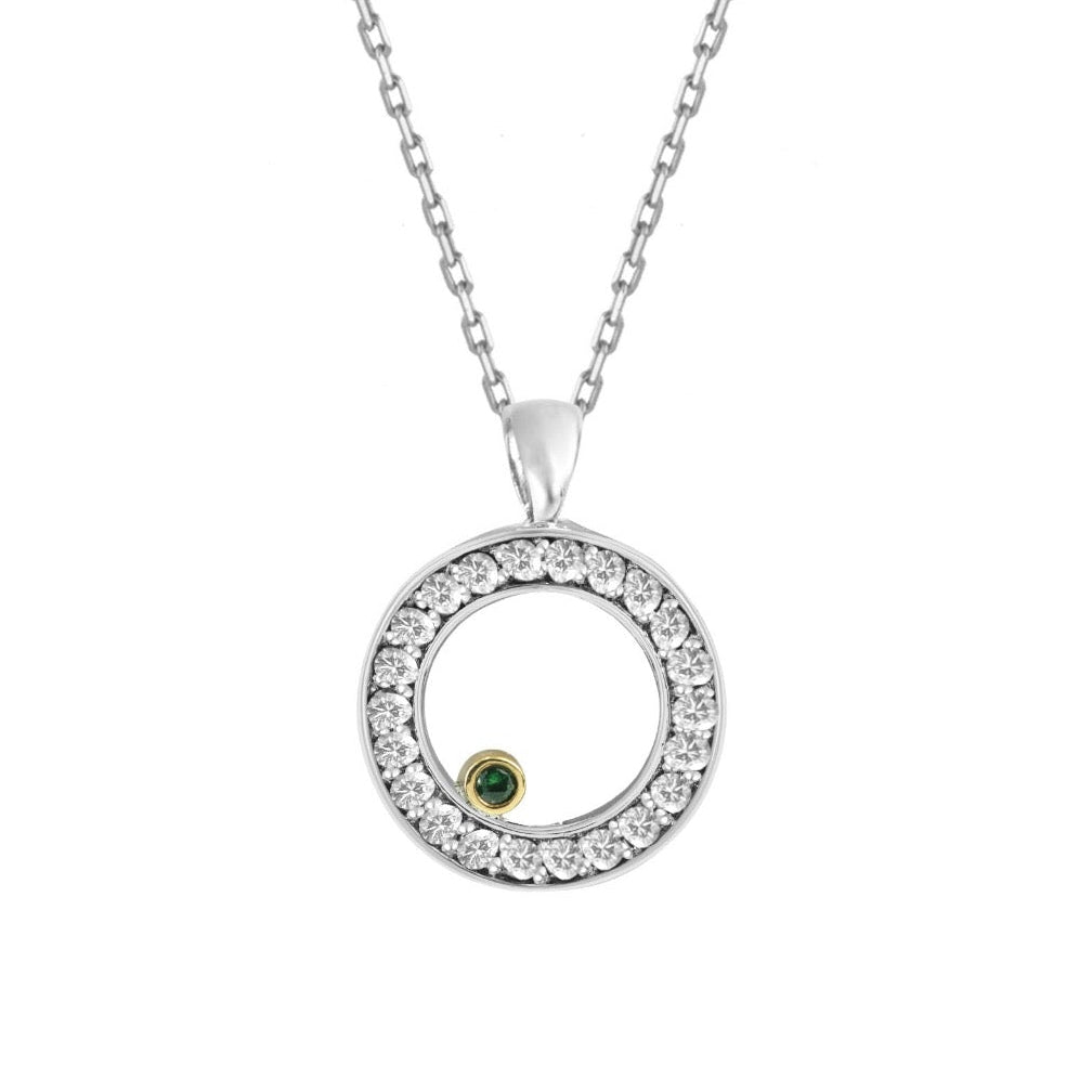Emerald Whisper Diamond Circle Pendant