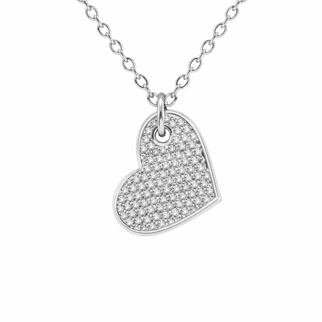 Royal Radiance Heart  White Gold Necklace