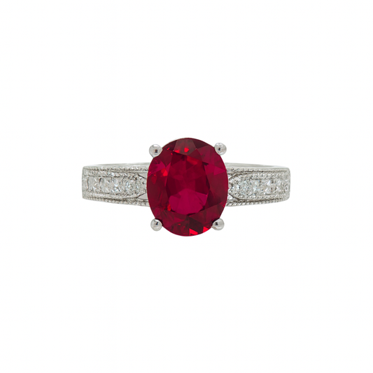 Garnet Oval-Cut Birthstone Gold Ring