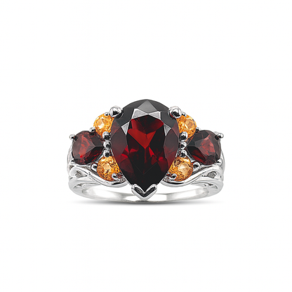 Garnet Pear-Cut Birthstone Gold Ring