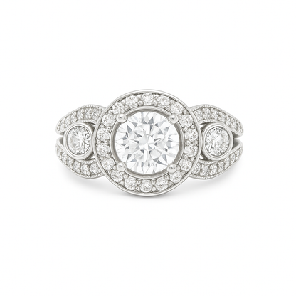 Brilliant Round-Cut Engagement Gold Ring