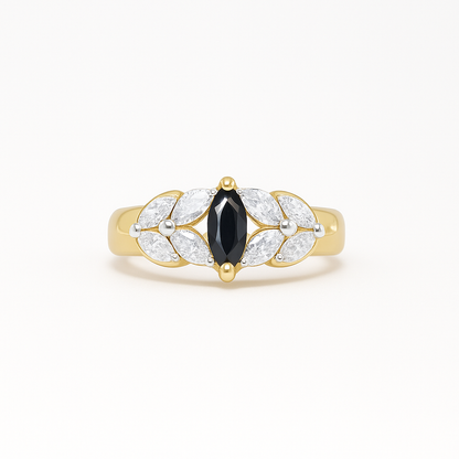 Midnight Sapphire Marquise-Cut Yellow Gold Ring