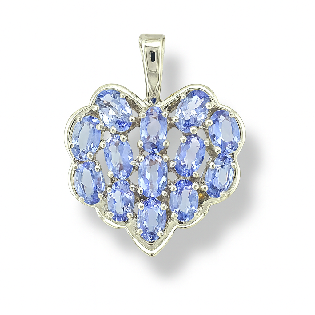 Heart-Style Blue Tanzanites Pendant