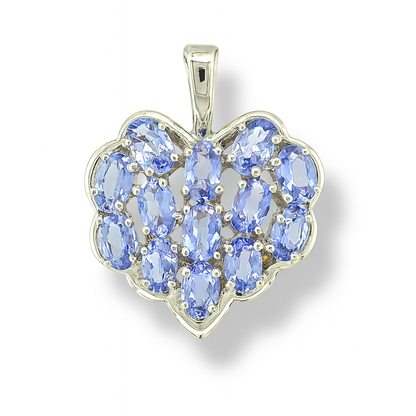 Heart-Style Blue Tanzanites Pendant