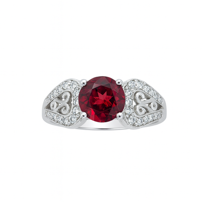 Garnet Round-Cut Birthstone Gold Ring