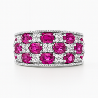 Pink Dynasty Statement  White Gold Ring