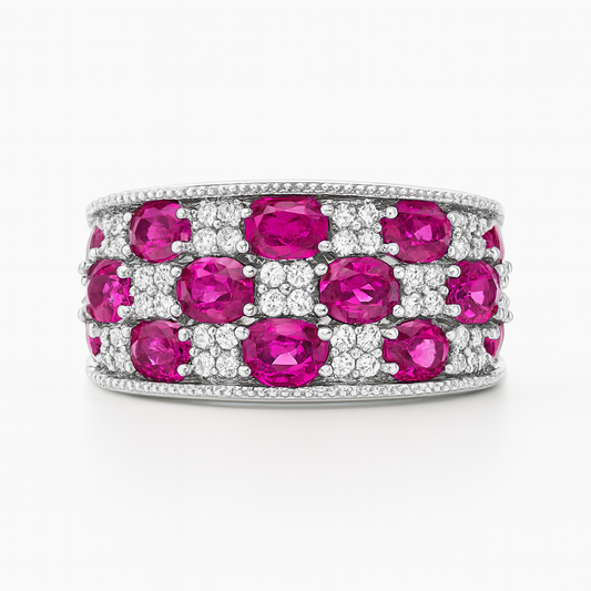 Pink Dynasty Statement  White Gold Ring