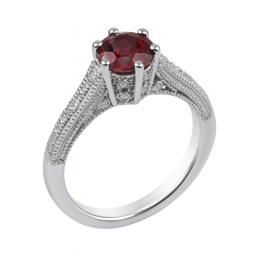 The Royal Garnet Halo Gold Ring