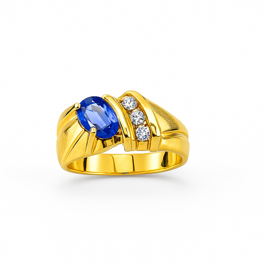 Tanzanite Oval-Cut Yellow Gold Ring