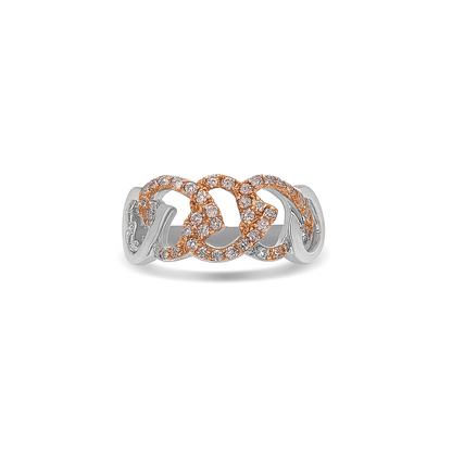 Linked Hearts White Gold Ring