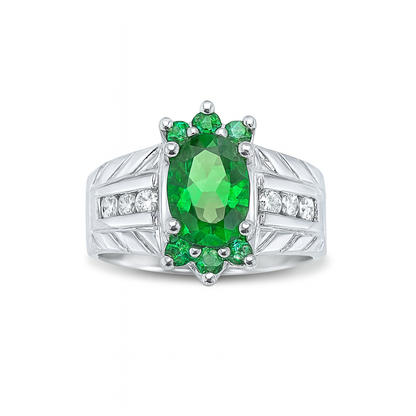 Oval-Cut Green Gemstone Birthstone Ring
