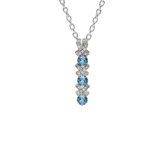 Sky Blue Topaz Diamond Cascade Pendant
