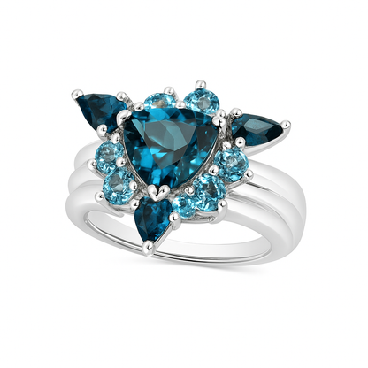 Blue Topaz Trillion-Cut White Gold Ring
