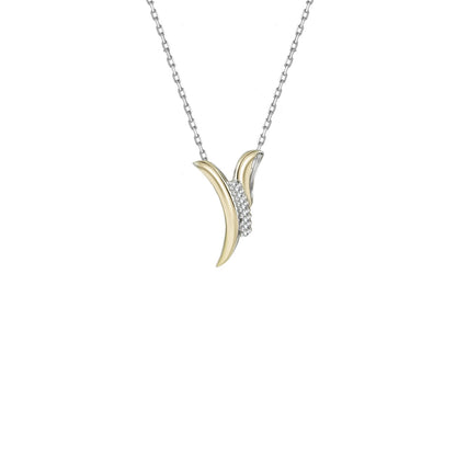 Two-Tone Diamond Curve Pendant