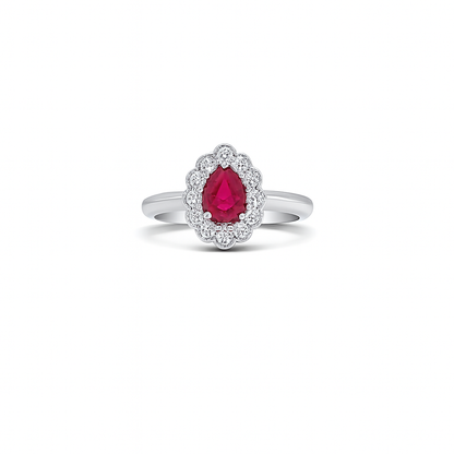 Ruby Pear-Cut Birthstone Gold Ring