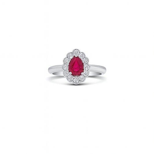 Ruby Pear-Cut Birthstone Gold Ring