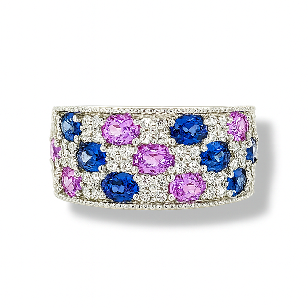 Blue and Pink Sapphires Birthstone Ring