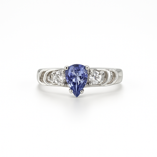 Tanzanite Pear-Cut White Gold Ring