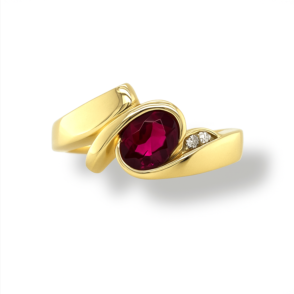 Garnet Oval-Cut Yellow Gold Ring
