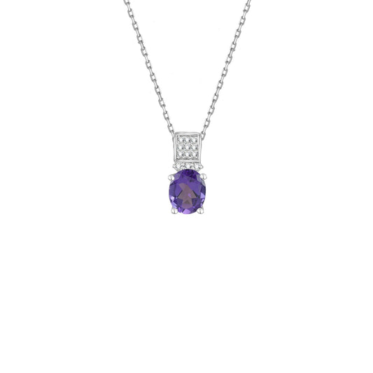 Elegant Amethyst Diamond Accent Pendant