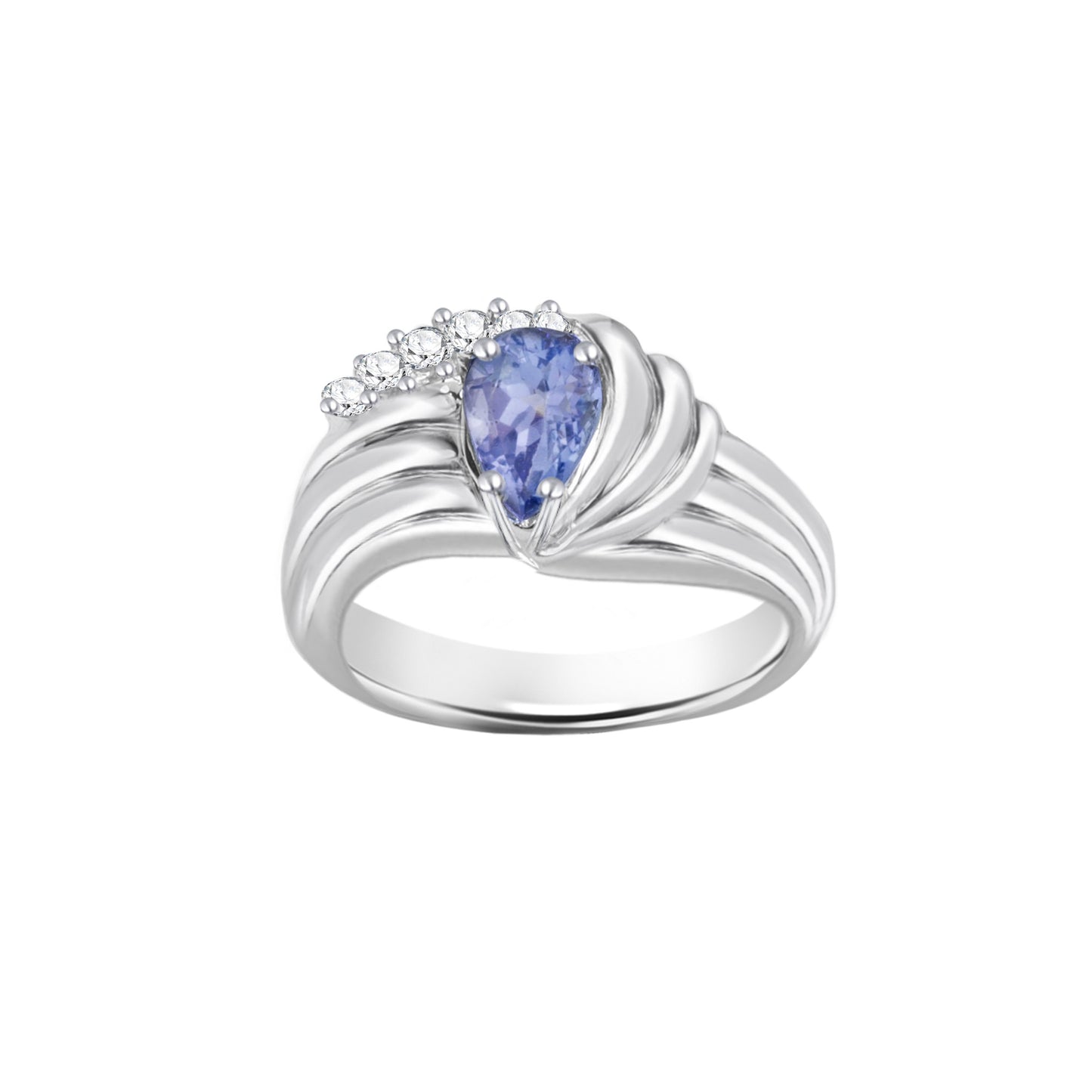 Tanzanite Pear-Cut White Gold Ring