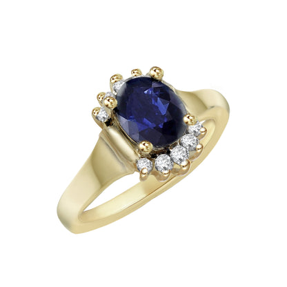 Midnight Sapphire Oval-Cut Gold Ring