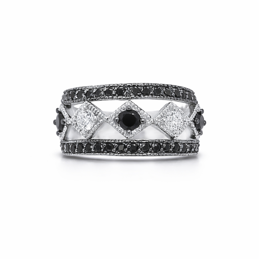 Black & White Diamonds Gold Ring