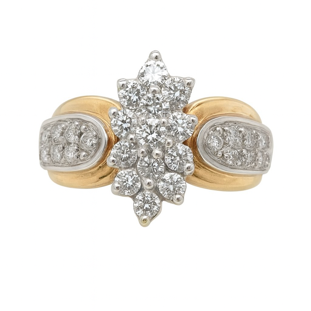 Two Tones Diamond Gold Ring