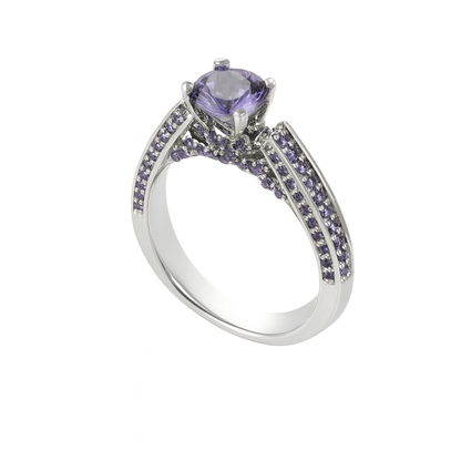 Roun Amethyst Birthstone Gold Ring