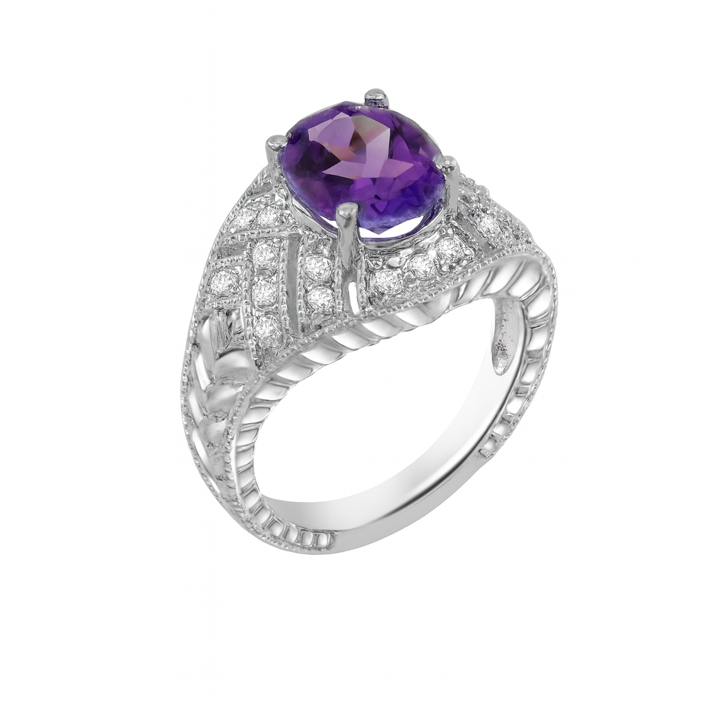 Amethyst Oval Cut Birthstone Gold Ring