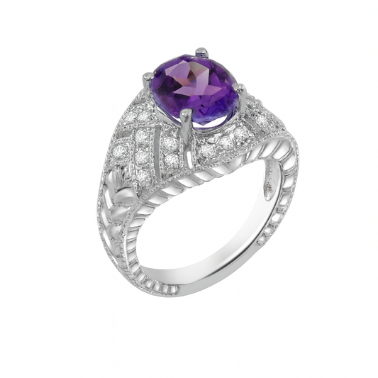 Amethyst Oval Cut Birthstone Gold Ring