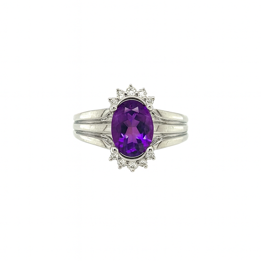 Amethyst Oval Cut Birthstone Gold Ring