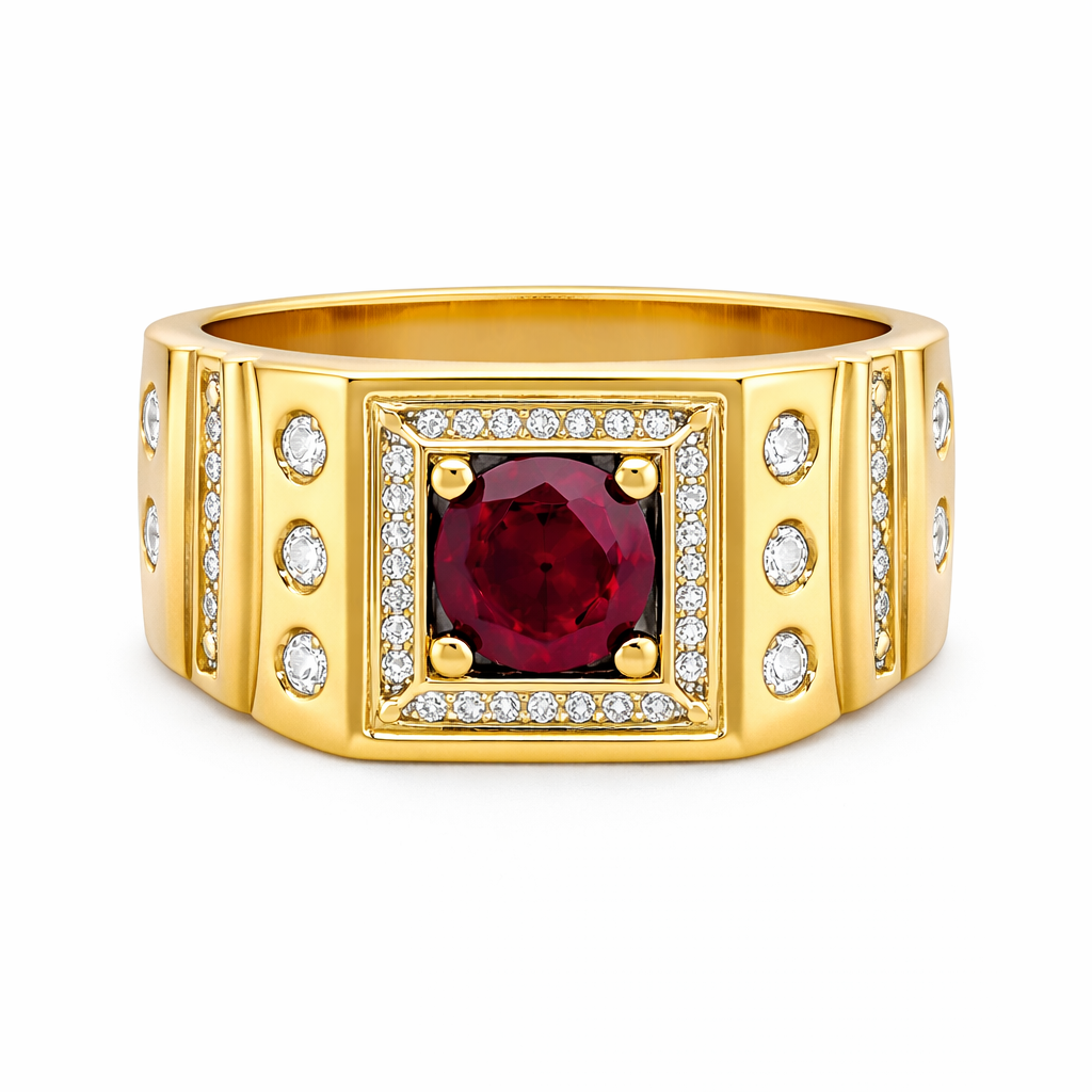 Ruby Men's Gold Ring