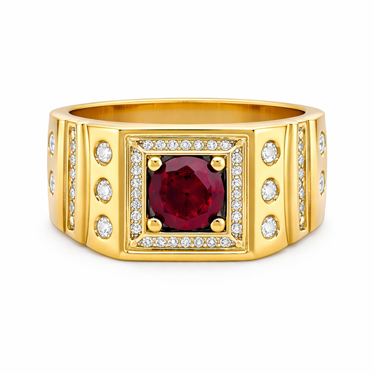 Ruby Men's Gold Ring
