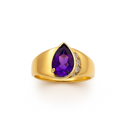 Amethyst Teardrop-shaped Yellow Gold Ring