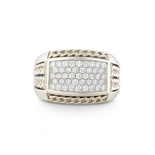 Bold and Luxurious Men's Round-Cut Gold Ring