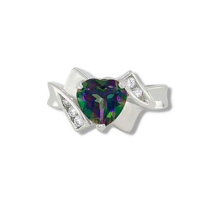 Mystic Topaz Heart Shape Gold Ring
