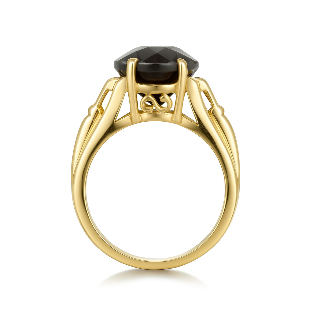 Smoky Topaz Oval-Cut Birthstone Gold Ring