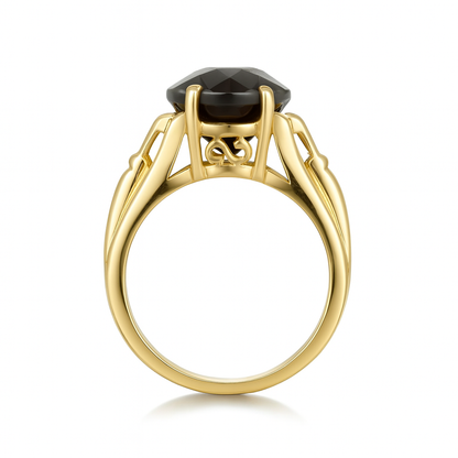 Smoky Topaz Oval-Cut Birthstone Gold Ring