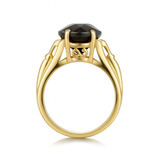 Smoky Topaz Oval-Cut Birthstone Gold Ring
