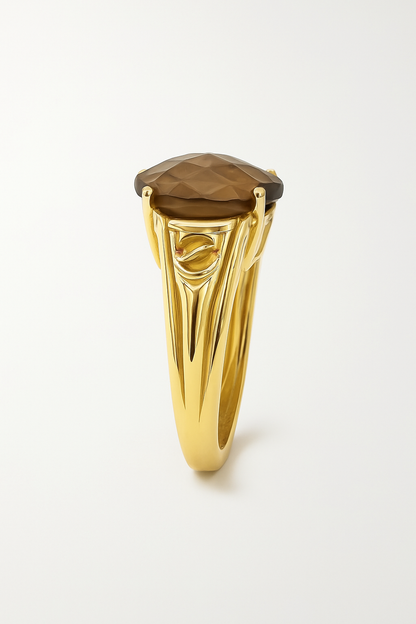Smoky Topaz Oval-Cut Birthstone Gold Ring