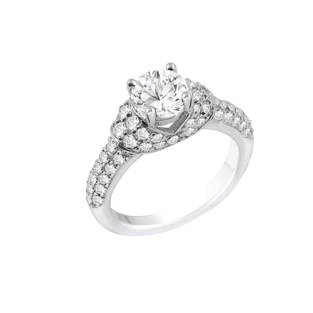 Brilliant Round-Cut Engagement Gold Ring