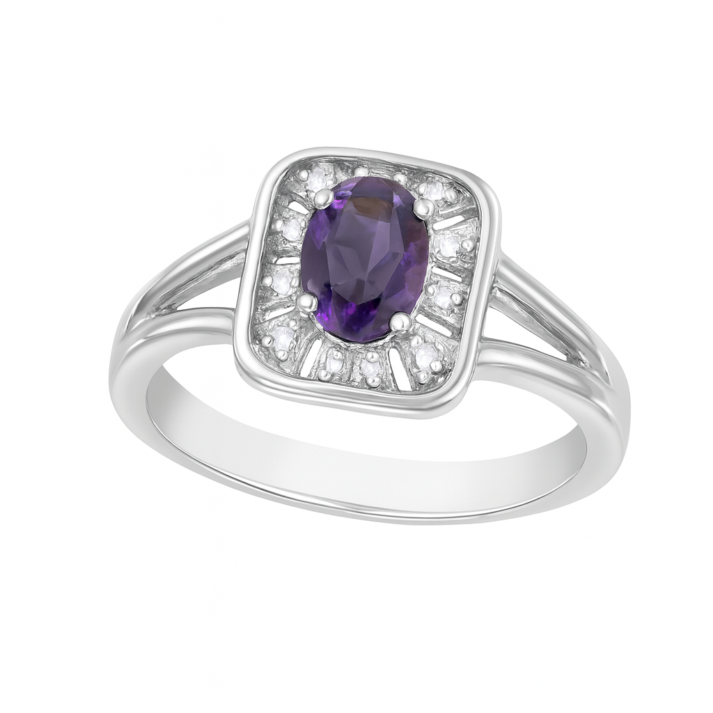 Amethyst Oval Cut Birthstone Gold Ring