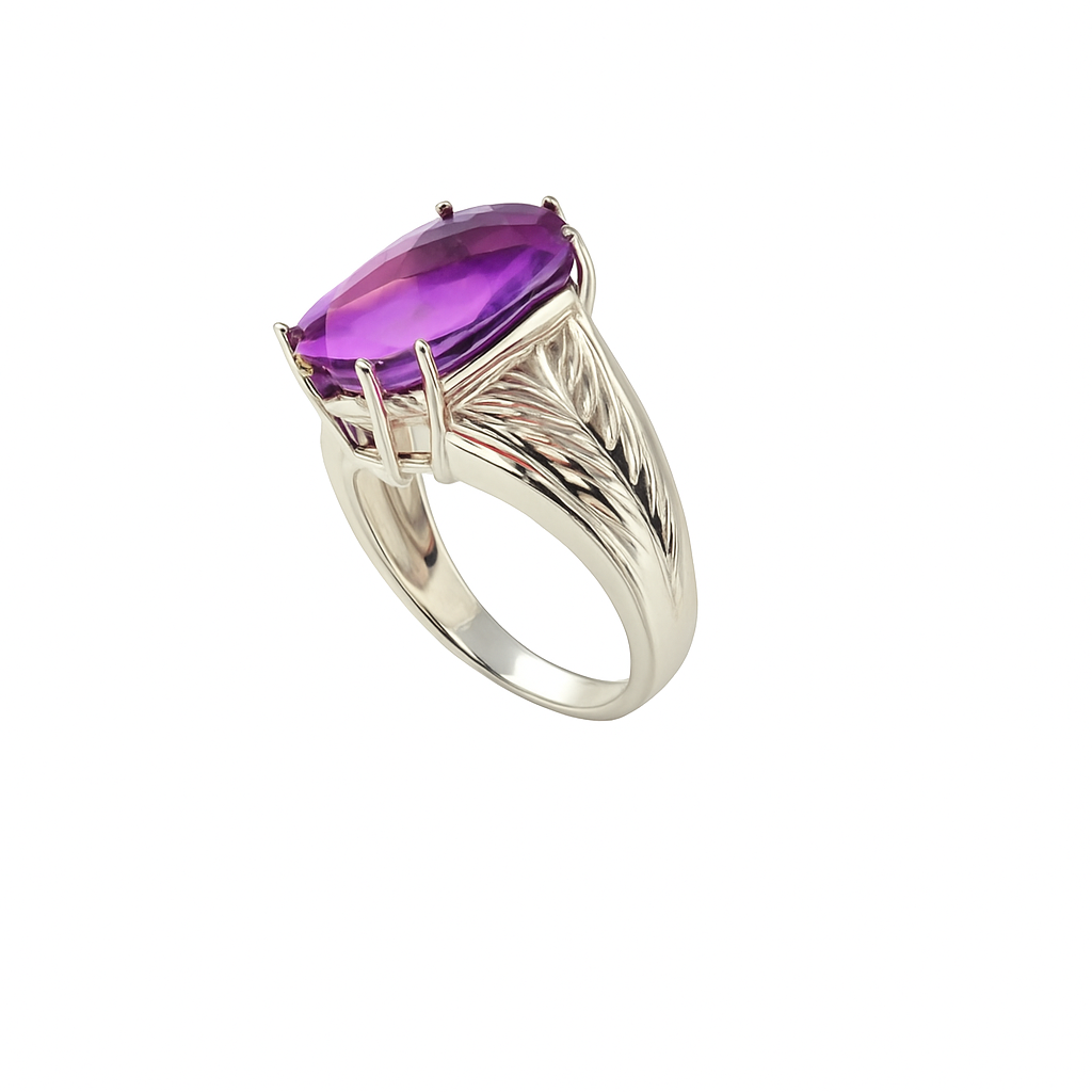 Amethyst Oval Cut Birthstone Gold Ring