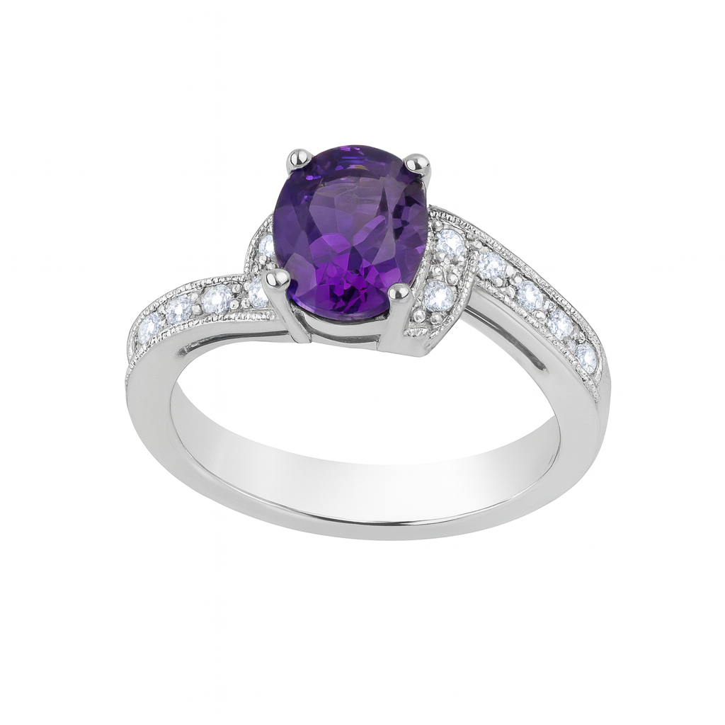 Amethyst Oval Cut Birthstone Gold Ring