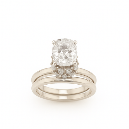 Cathedral Style Brilliant Round-Cut White Gold Ring