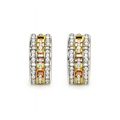 14K Two Tones Hoops Earrings